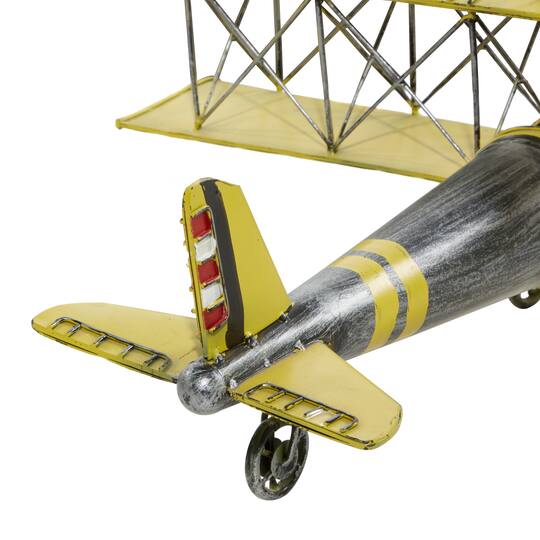 Yellow Retro Airplane Hanging Airplane Accent